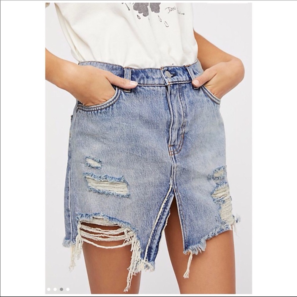 Destroyed Denim Mini-Skirt { FREE PEOPLE }